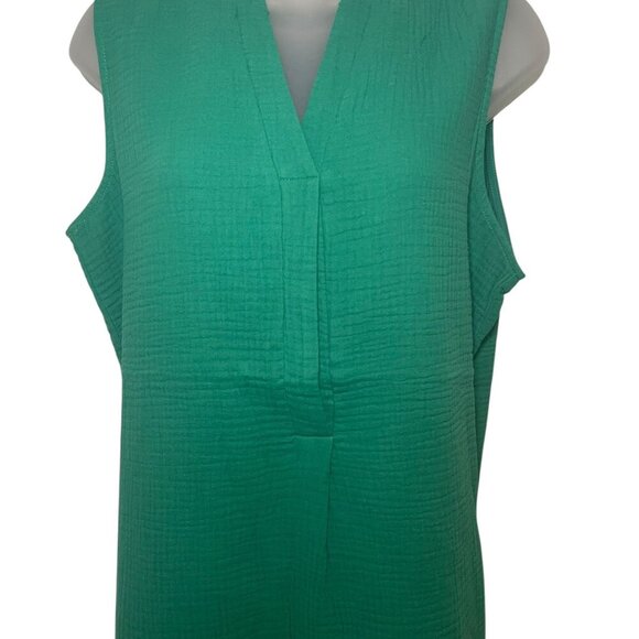 S’Edge Holland Dress Rainforest Green M NWT 100% Cotton Sleeveless Hi-Low Midi - Picture 5 of 7